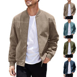 New Suede Men's Jackets For Spring And Fall Vintage Style Solid Color Zipper Windproof Motorcycle And Bomber Jackets