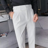 Autumn Casual Trousers Men Straight- Leg Narrow-FitHigh-Waisted Slims British StyleSuit  Pants  Business Attire