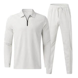Summer New Fashion Solid Color Long Sleeve T-shirt Suit Men's Casual Loose Comfortable High-Quality Sports Two-Piece Set
