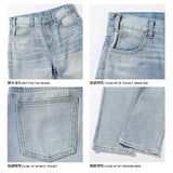 JEANS Mens Classic Straight Light Blue Washed Denim Jeans M-5XL 7 Size Options Big Tall Multiple Fit Vintage Wash Large Size