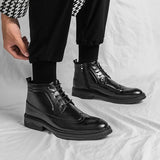 Men's formal Chelsea ankle boots fashion black Brugge natural leather wedding shoes men's office shoes