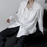 Niche High-end White Shirt Spring Autumn Men Women Youth Casual Metal Button Design Long Sleeve Trend Shirt Aesthetic Streetwear