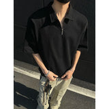 Mens tshirt Loose Fit Half Zip Polo Collar Solid Color Summer T Shirt New Casual  Sports Comfortable Daily Basic Top