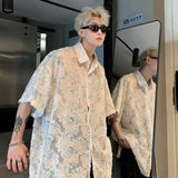 Transparent Floral Handsome Shirts Summer Thin Fashion Casual Streetwear Loose Shirt Breathable Short Sleeve Men's Clothing