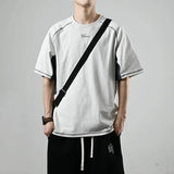 Trendy Short Sleeved T-shirt Men's Simple Summer Cotton Half Sleeved Top Japanese Patchwork Sports Casual T-shirt Fitness Design