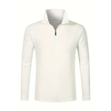 Men's Business Casual Polo Long Sleeve T-shirt spring and autumn Twill jacquard zipper polo shirt Comfortable and Breathable Top