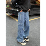 Spring New Men Cargo Jeans Baggy  American High Street Multi-pocket Youth Overalls Fashion Streetwear Vintage Wide Leg Pants