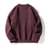 Round Collar Pullover Sweater Solid Colour Basic Men Women Autumn Winter Parsimonious Simple Couple Knit Sweater Warm Soft