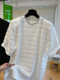 Light Luxury High-end Niche Texture T-shirt Men's Summer Handsome Short-sleeved Loose Fashionable Casual Bubble Yarn Top Chic