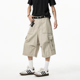 Mens Cropped Casual Pants Loose New Cotton Cargo Multi Pocket Workwear Summer Outdoor Utility Stretch Comfort Relaxed Fit