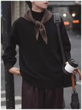 New Korean Fashion Men Sweater Light Luxury Trendy Turtleneck Knit Solid Color Pullover Leisure Retro Long Sleeve Basic Knitwear