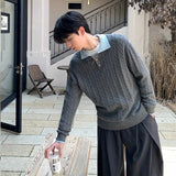 Fashion Patchwork Men Polo Sweater Light Luxury Japanese Popular Knitwear Premium Quality Long Sleeve Pullover Trendy Streetwear