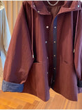 Classic High-end Hooded Windbreaker Women Spring Autumn Style 2025 New Loose Versatile Trendy Hooded Mid-length Jacket