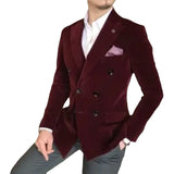 Velvet Smoking Men Suit Jacket for Men 1 Piece Slim Fit Double Breasted Wedding Groom Tuxedo Blazer Ready to Ship