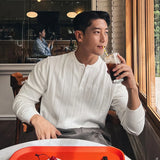 New Korean Trendy Men Henry Sweater Light Luxury Knitted Solid Color Long Sleeve Pullover Premium Quality Skin-friendly Knitwear