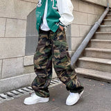 High Street Retro Hiphop Pants Baggy Camouflage Cargo Pants Men's Straight Skateboard Street Dance Jogger Pants Trendy Tie Foot