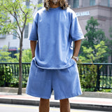 Summer New Men's Set Japanese Style Plus Size Casual Loose Sports Suit Short Sleeve T-shirt Shorts Two-piece Men's Clothing