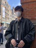 Mens Jacket Japanese Style Autumn Daily Casual Rib Sleeve Warm Streetwear All-match Outerwear Solid Color Multi Pockets Retro