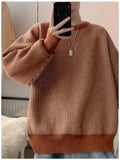 New Japanese Trendy Men Sweater High Street Patchwork Knitted O Neck Long Sleeve Pullover Casual Loose Premium Quality Knitwear