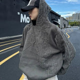 Autumn and winter American fashion men and women knitted hooded couple loose retro personality Harajuku casual sweater y2k