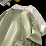 Men's Oversized T-shirts Fashion White 5XL Cotton T Shirt for Men Casual Summer Wear Bird Print Tee Shirts Men Clothing