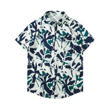 Summer thin printed shirt, beach flower shirt, American retro floral shirt, short-sleeved shirt men's