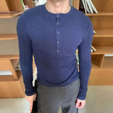 Sweater Mens Striped Texture Henry Collar Knitted Pullover Autumn Casual Versatile Unisex Daily Undershirt Men's Clothing
