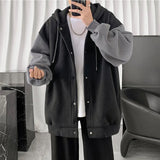 Hong Kong Wind Leisure Cardigan Coat Men 2024 Autumn New Korean Version of The Trend Splicing Loose Hoodie Lovers