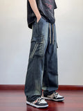 Summer Men's Jeans Flap Pockets Lightweight Denim Cargo Pants Big Size 8XL 7XL 6XL Wide Leg Baggy Jeans Straight Trousers