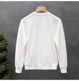 Simple Design Sense White Sweatshirt Men's Trendy Round Neck Bottoming Shirt 2025 Spring Autumn Handsome Men's Hot Top Urban