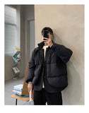 Korean street trend men and women retro personality fake two piece design couple winter loose thick casual jacket top harajuku