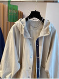 Classic High-end Hooded Windbreaker Women Spring Autumn Style 2025 New Loose Versatile Trendy Hooded Mid-length Jacket