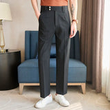 Spring Summer Men's Straight Suit Pants Seersucker Loose Long Toursers Quality Daily Work Casual Bottoms Wear for Man