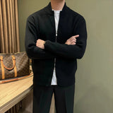 Japanese Stand Collar Men Cardigan Jacket Light Luxury Trendy Knitted Zip-up Long Sleeve Sweater Coat Premium Quality Knitwear