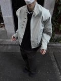 American Retro Multi-button Stand Collar Design Jacket Men Korean Hip Hop Coat High Street Hip-hop Solid Color Classic Jacket