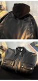 Autumn and winter street style American men and women trendy personalized fake couple loose PU leather jacket casual top y2k