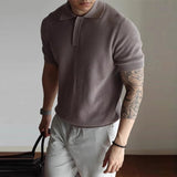 New Men's Clothing Light Luxury Business Polo Shirt Casual Slim-fit Knitted Solid Color Short Sleeve T-shirt High Quality Tops