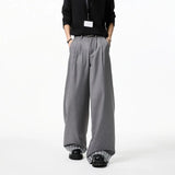 Grey Black Suit Pants Men Oversized Society Mens Dress Pants Korean Casual Loose Wide Leg Pants Mens Office Formal Trousers