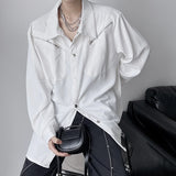 Niche High-end White Shirt Spring Autumn Men Women Youth Casual Metal Button Design Long Sleeve Trend Shirt Aesthetic Streetwear