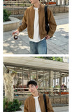 Khaki Cargos Stand Collar Jackets Men's Japanese Retro Streetwear Fashion Solid Color Zipper Long Sleeve Coats Autumn Clothing