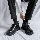 Fashion brand men's genuine leather British style thick soled work shoes for men's comfortable large toe leather shoes