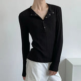 American Street Fashion Simple Slim Fit Solid Color Knitted Long-Sleeved Shirt Mens Design Lazy Casual Slim Fit Bottoming Shirt