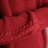 Heavy Japanese Sweater Loose Round Neck Pullover Fashionable High-end Red Sweater Men Women's Inner Base Knitted Sweater Chic