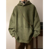 Autumn Suede Hoodies Men Fashion Retro Hooded Sweatshirt Men Streetwear Hip-hop Loose Pullover Hoodies Mens Pocket Hoody