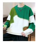 American street style men and women trendy personalized round neck sweater couple winter high street loose retro casual knitted