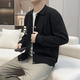 Japanese Retro Men's Cardigan Coats Light Luxury Knitted Lapel Long Sleeve Sweater Jacket Leisure Premium Quality Knitwear M-3XL