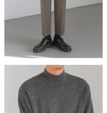 Korean Fashion Men Sweater Light Luxury Trendy Mock Neck Knitted Solid Color Pullover Premium Quality Long Sleeve Basic Knitwear