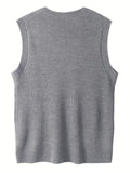 New Popular Preppy Style Men Sweater Vest Casual Knitted Streetwear Solid Color V Neck Waistcoat Leisure High Quality Knitwear