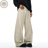 Y2K American Baggy Pants Men's 100% Cotton Fashion Vintage Autumn Wide-leg Casual Trousers Oversize Loose Streetwear