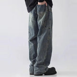 Spring and Autumn American Street Men and Women Trendy Personalized Straight Tube Washed Jeans Couple Loose Retro Casual Pants